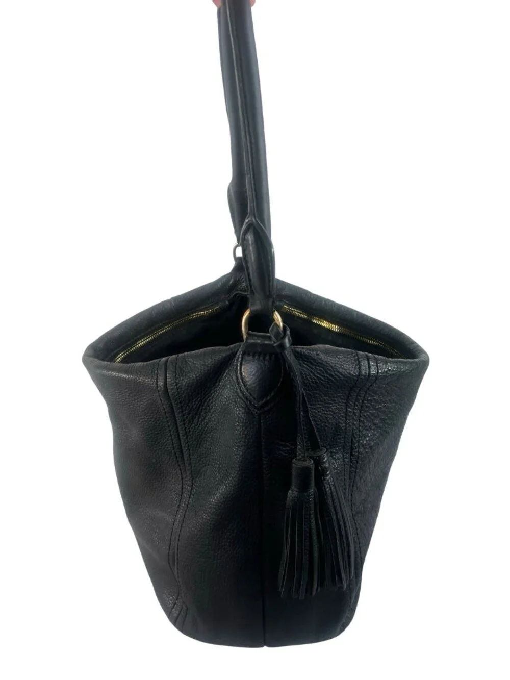 vtg J CREW Large Hobo Pebbled Napa Leather Shoulder Bag 3 Compartaments